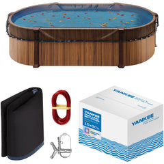 Yankee Pool front view of leaf net cover protecting pool, reduces cleaning