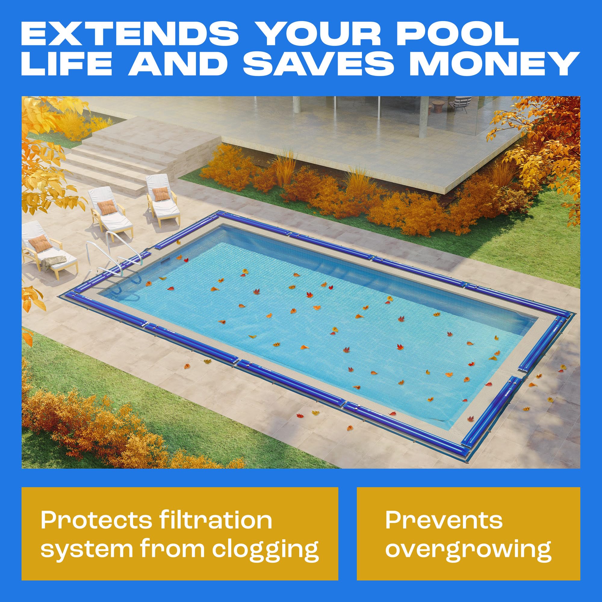 Yankee Pool mesh allowing rainwater through to prevent pooling and pressure