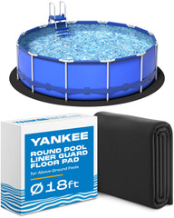 Yankee Pool Pillow front view of round 18 ft pad protecting liner