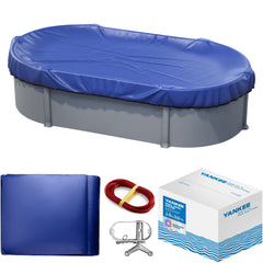 Yankee Pool Pillow front packaging showing oval 16x32 cover and benefit of durable protection