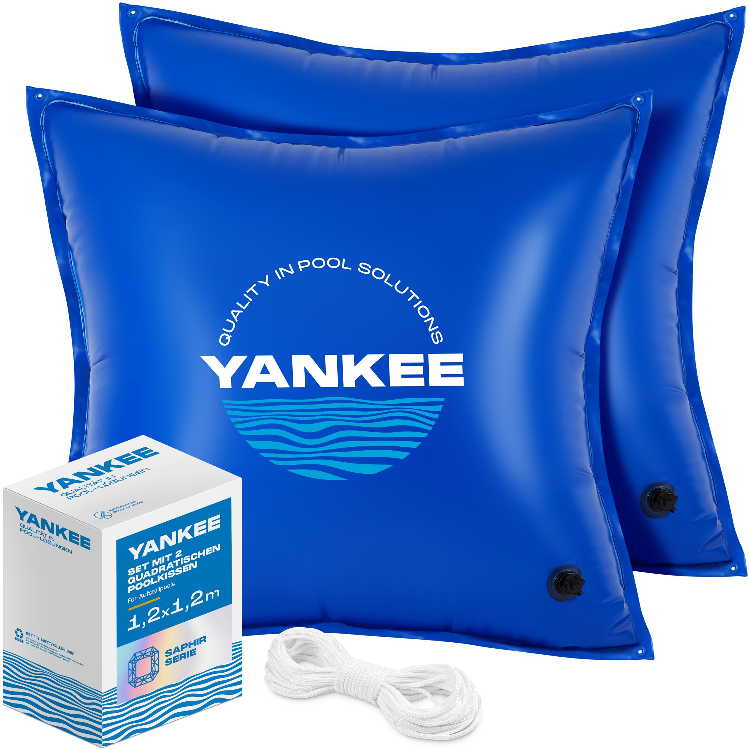 Yankee Pool Pillow front packaging showing two pillows and features