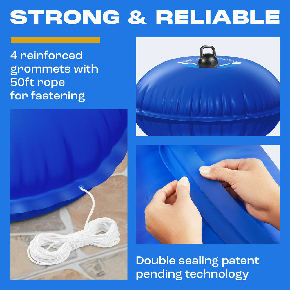 Yankee Pool Pillow installed under pool cover demonstrating reduced cover sagging