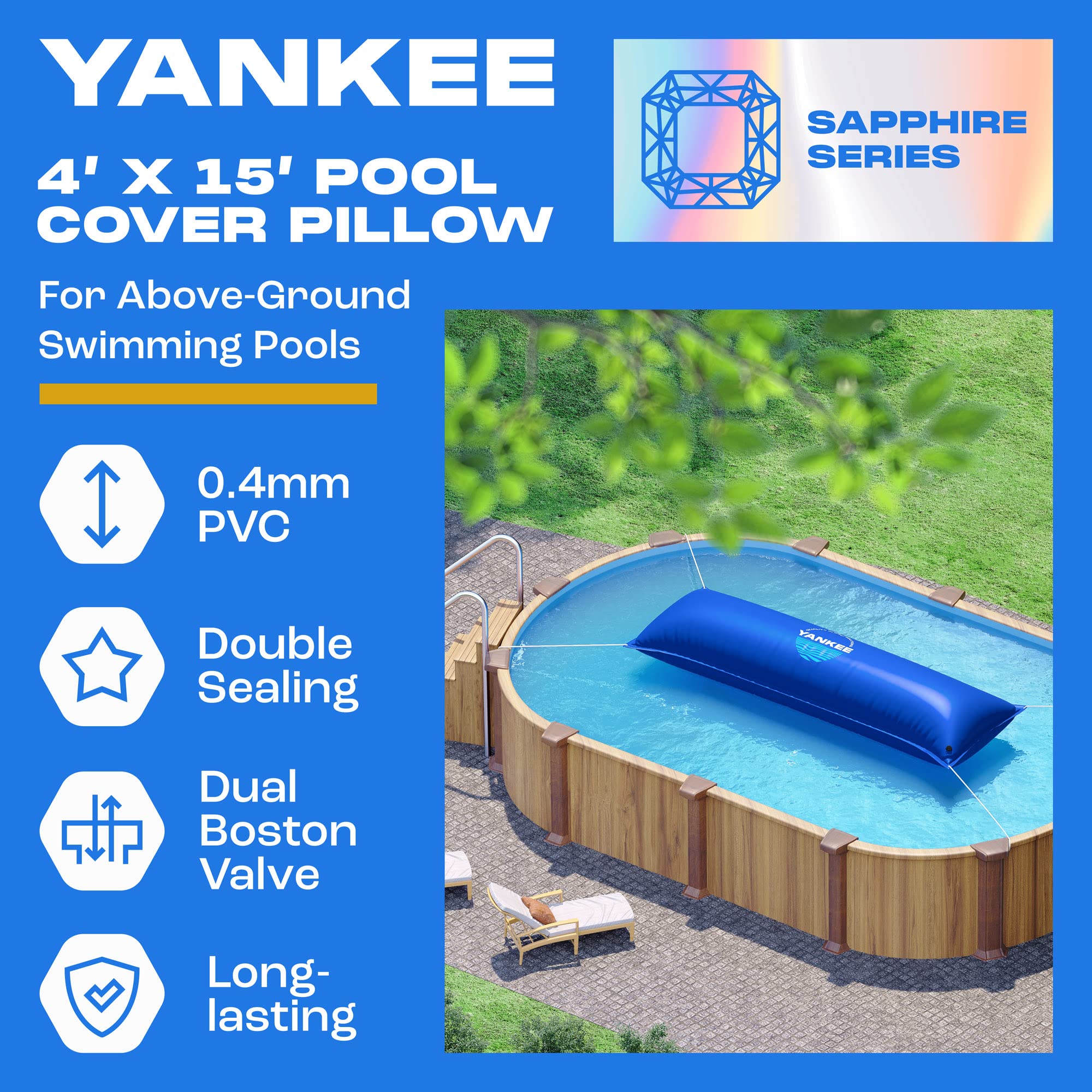 Yankee Pool Pillow packaging and label showing product specifications and compliance
