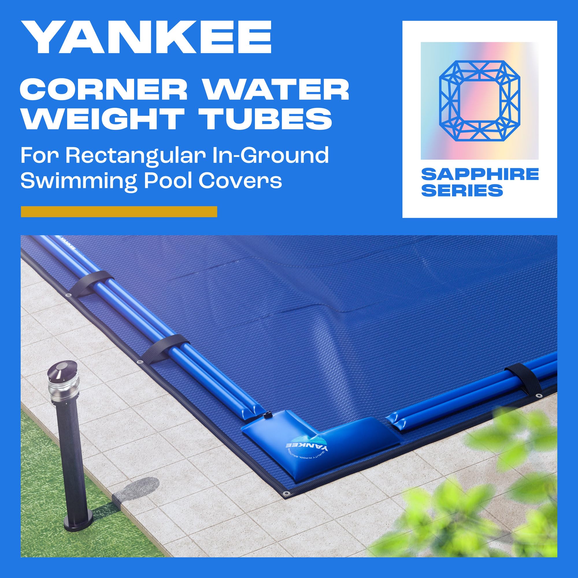 Yankee Pool Pillow next to tape measure showing 23.6 × 11.8 inch size clarity and fit
