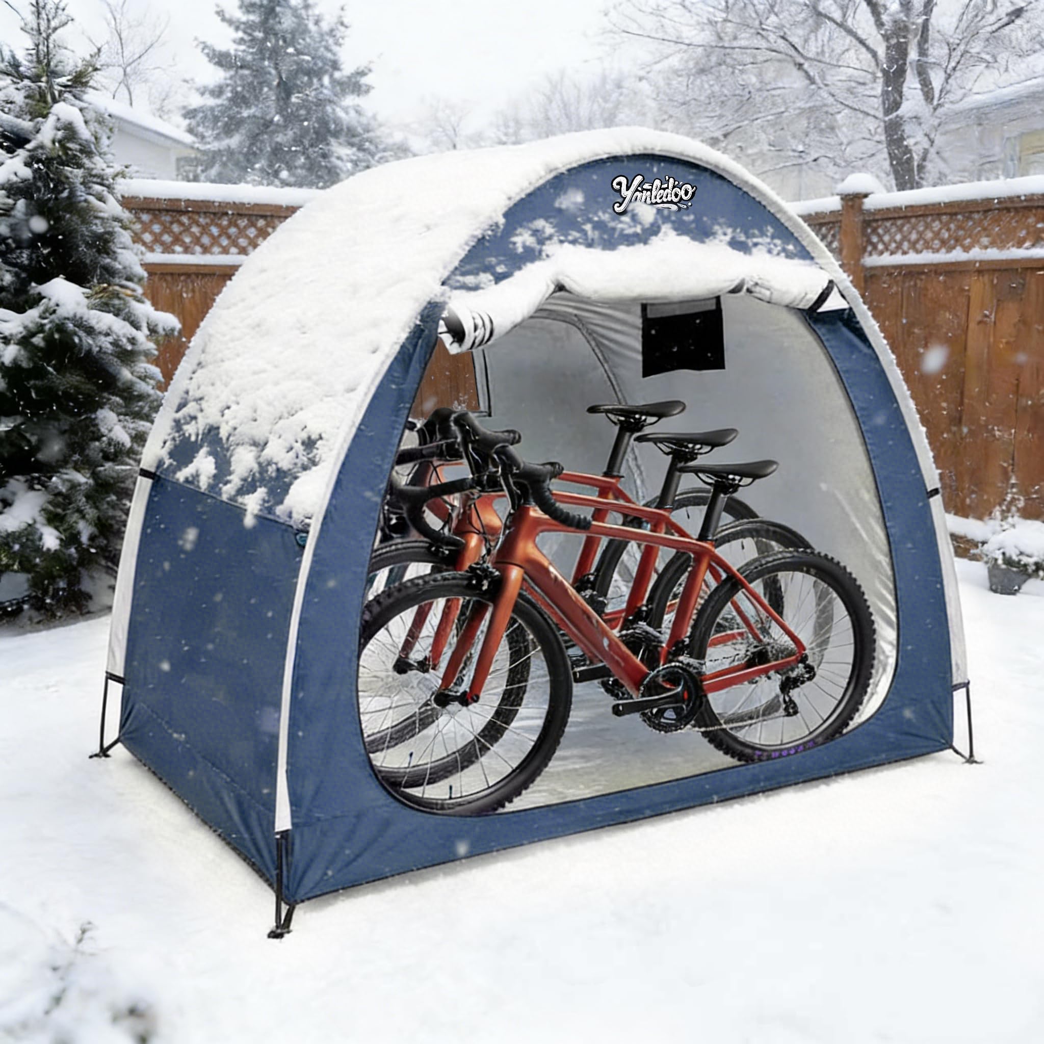 Yanledoo tent storing garden tools and pool accessories neatly outdoors