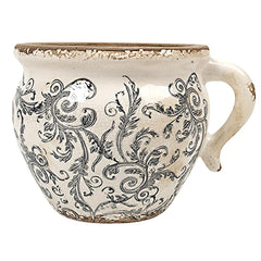 YANMILIA front view of vintage planter showing rustic floral design and charm