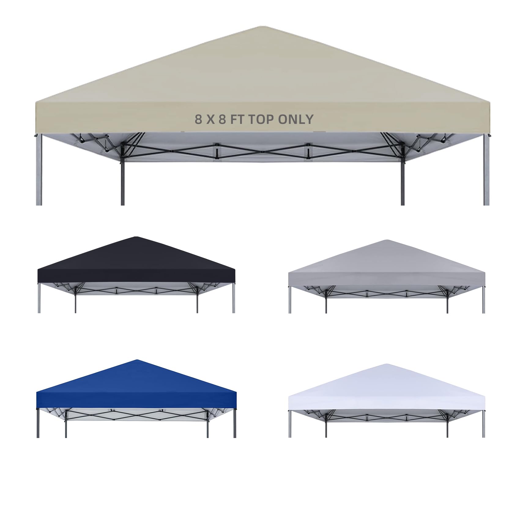 YANWEI front view of 8x8 canopy top showing full coverage and clean lines
