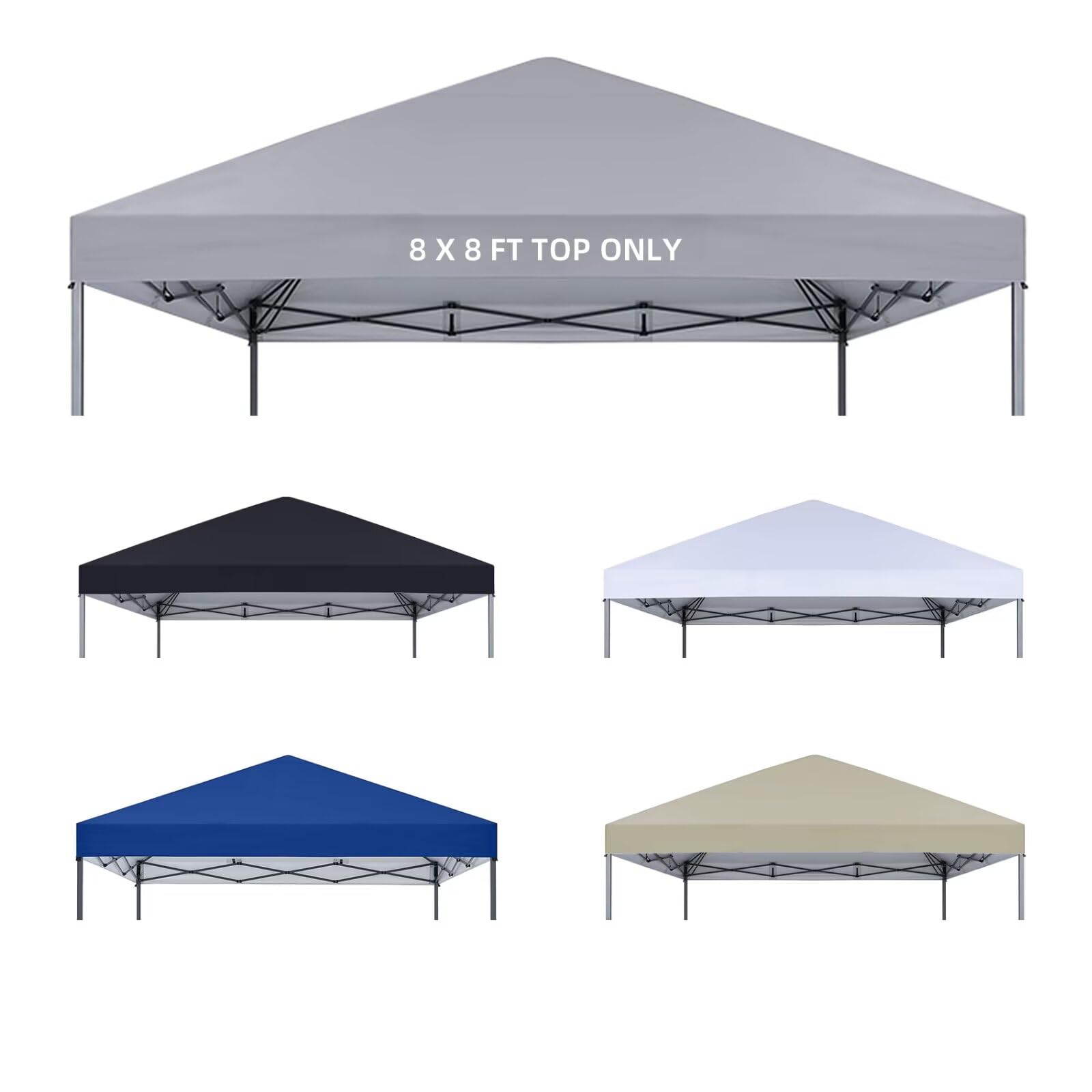 YANWEI gray canopy top front view showing full roof and secure fit benefit
