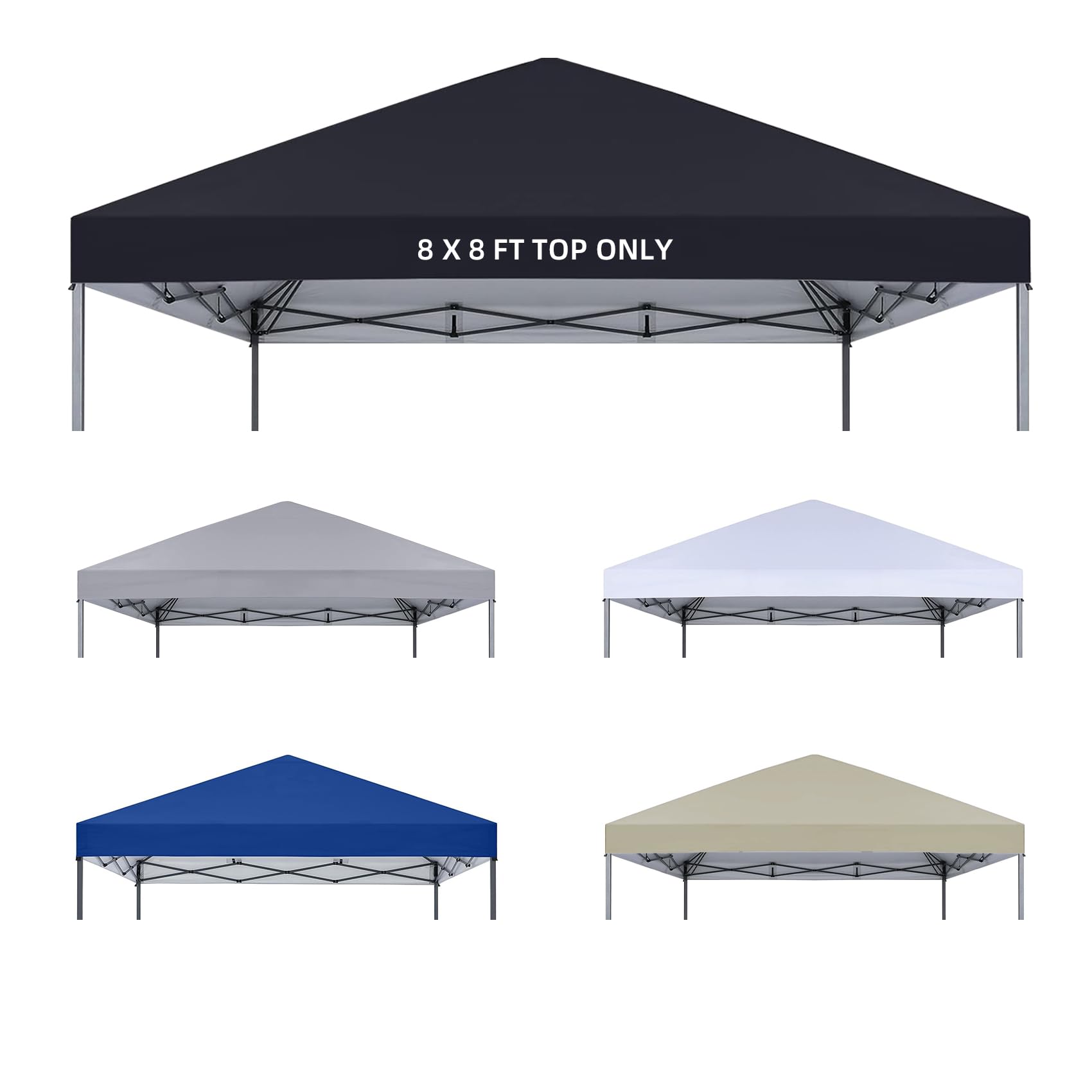 YANWEI front view of black 8x8 canopy top showing full coverage and protection