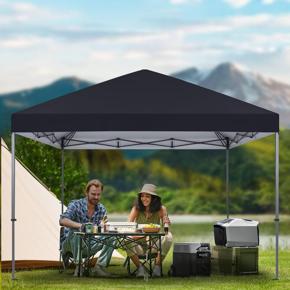 YANWEI 8x8 canopy cover next to measuring tape showing correct size fit