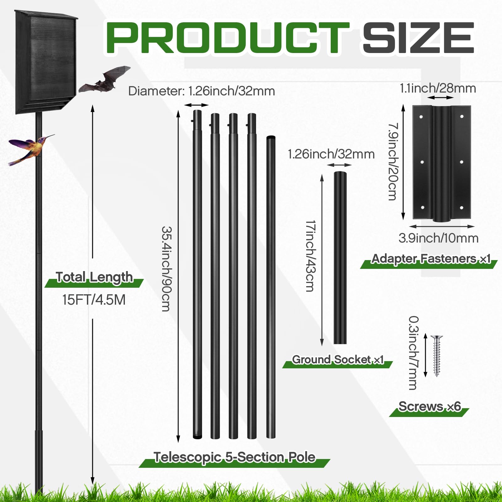 Yaocom adapter fastener close-up enabling firm attachment of bat or bird houses