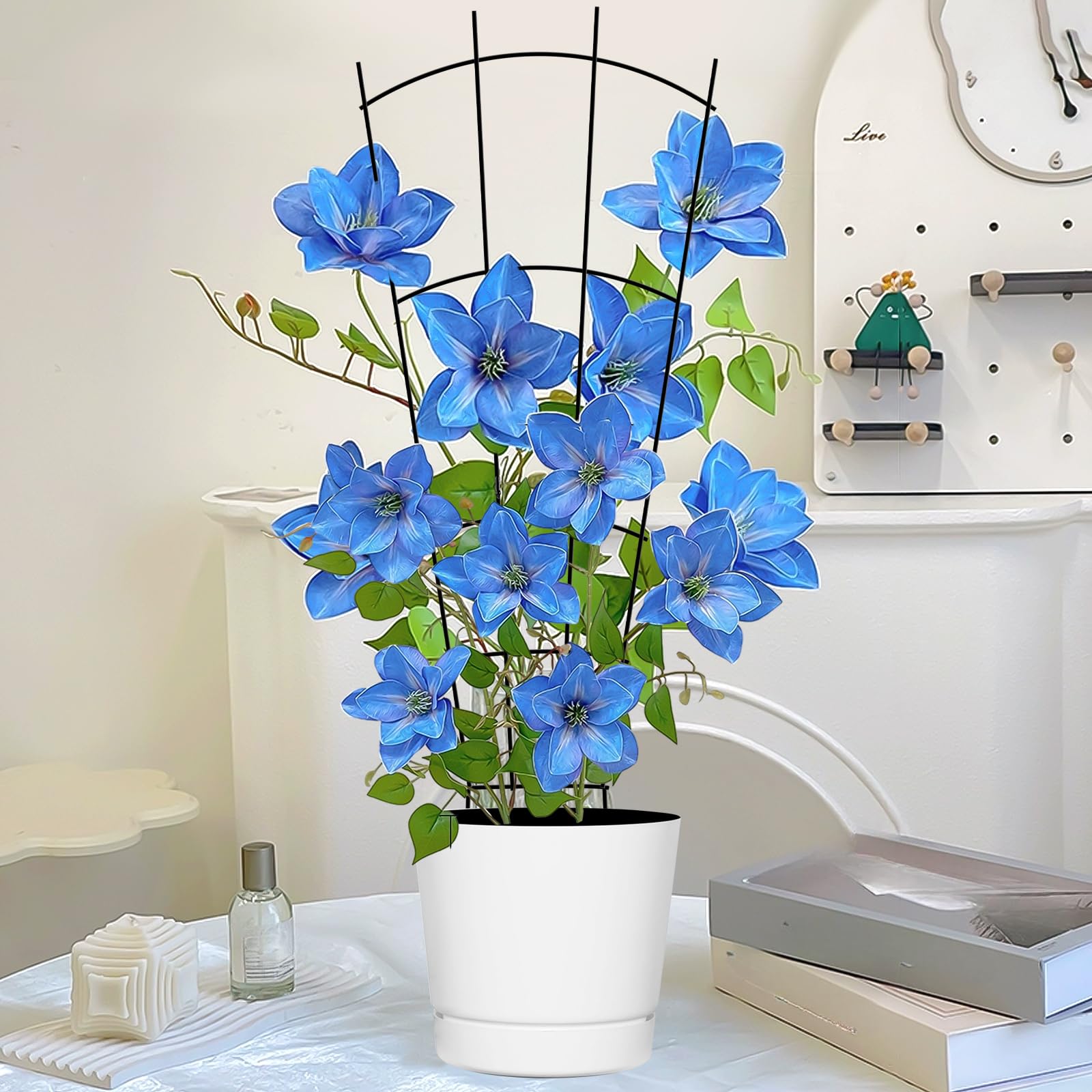 Yaocom trellis on balcony with flowering climbers adding space-saving decorative support