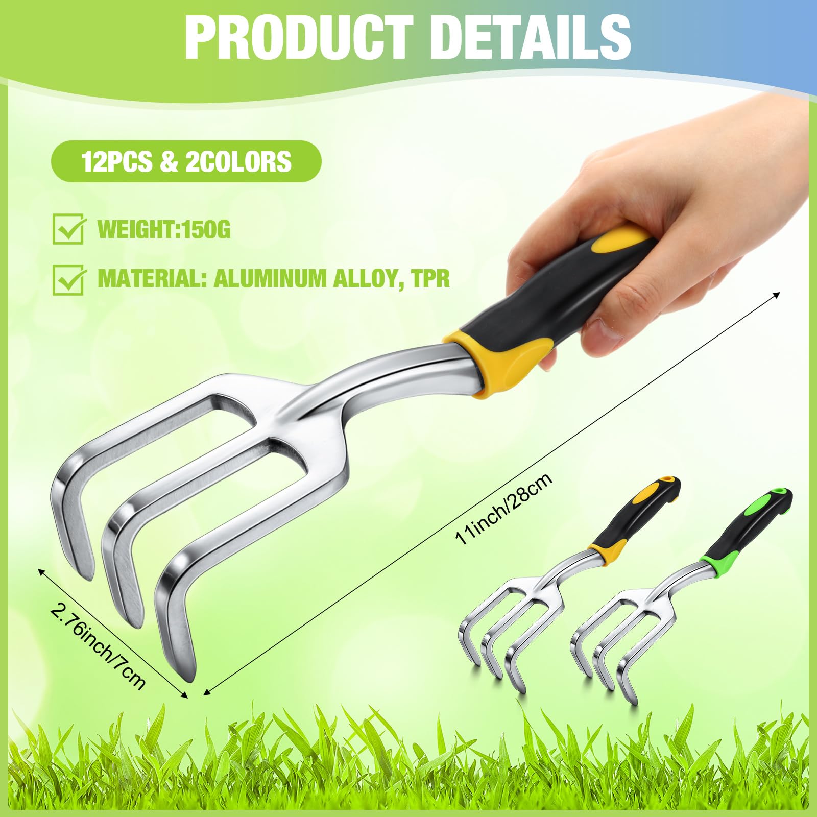 Yaocom close-up of aluminum alloy tines highlighting rust-resistant durable performance