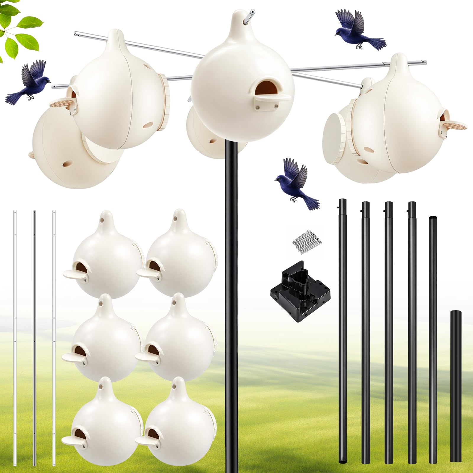 yaocom front assembled kit showing gourds and pole, easy backyard setup