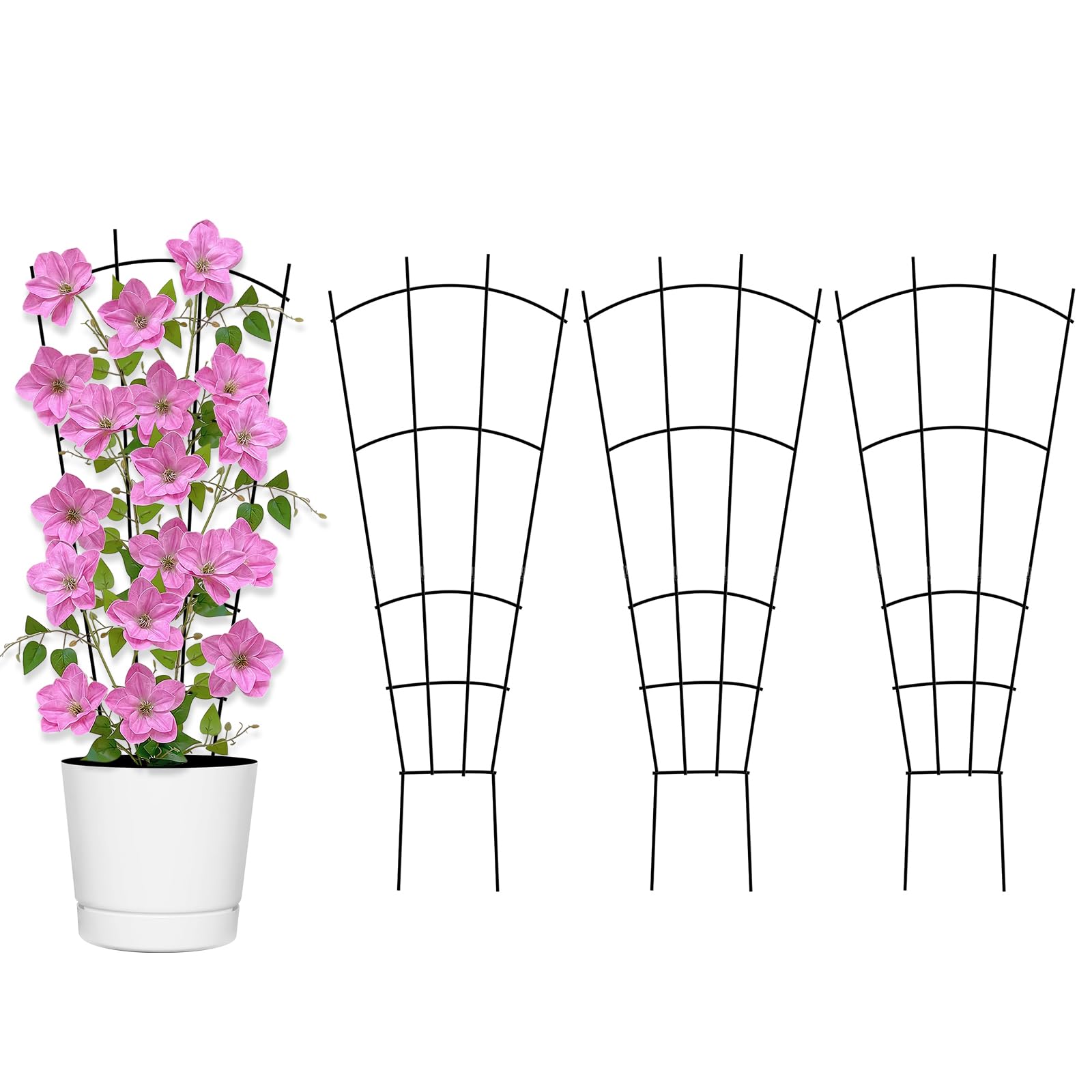 Yaocom fan-shaped trellis pack front view showing four supports and decorative benefit