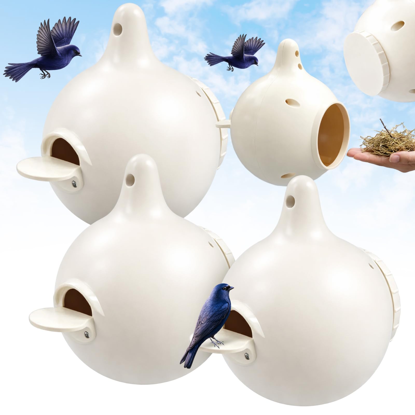 Yaocom front view showing eight white gourds protecting nesting birds