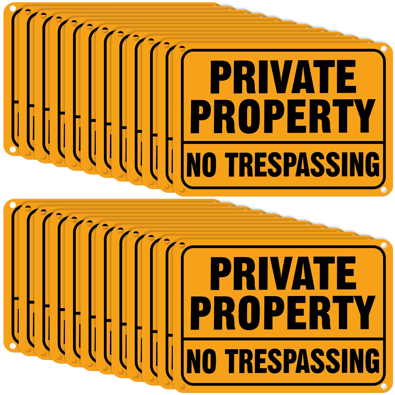 Yaocom front view showing 24-pack reflective no trespassing signs for clear boundary marking