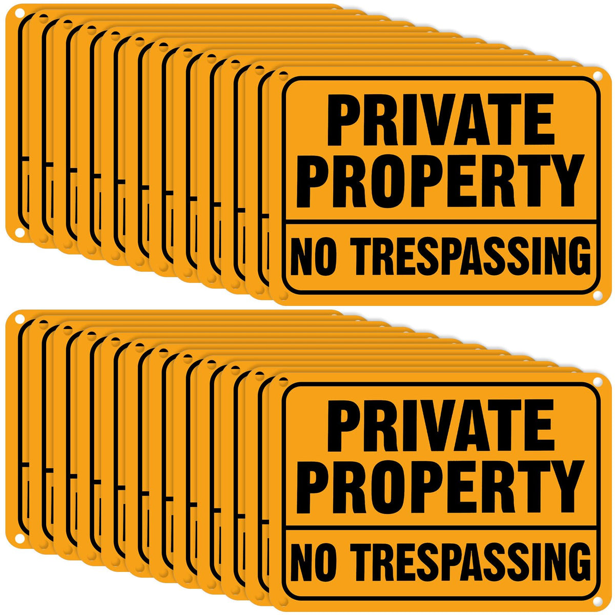 Yaocom front view showing 24-pack reflective no trespassing signs for clear boundary marking