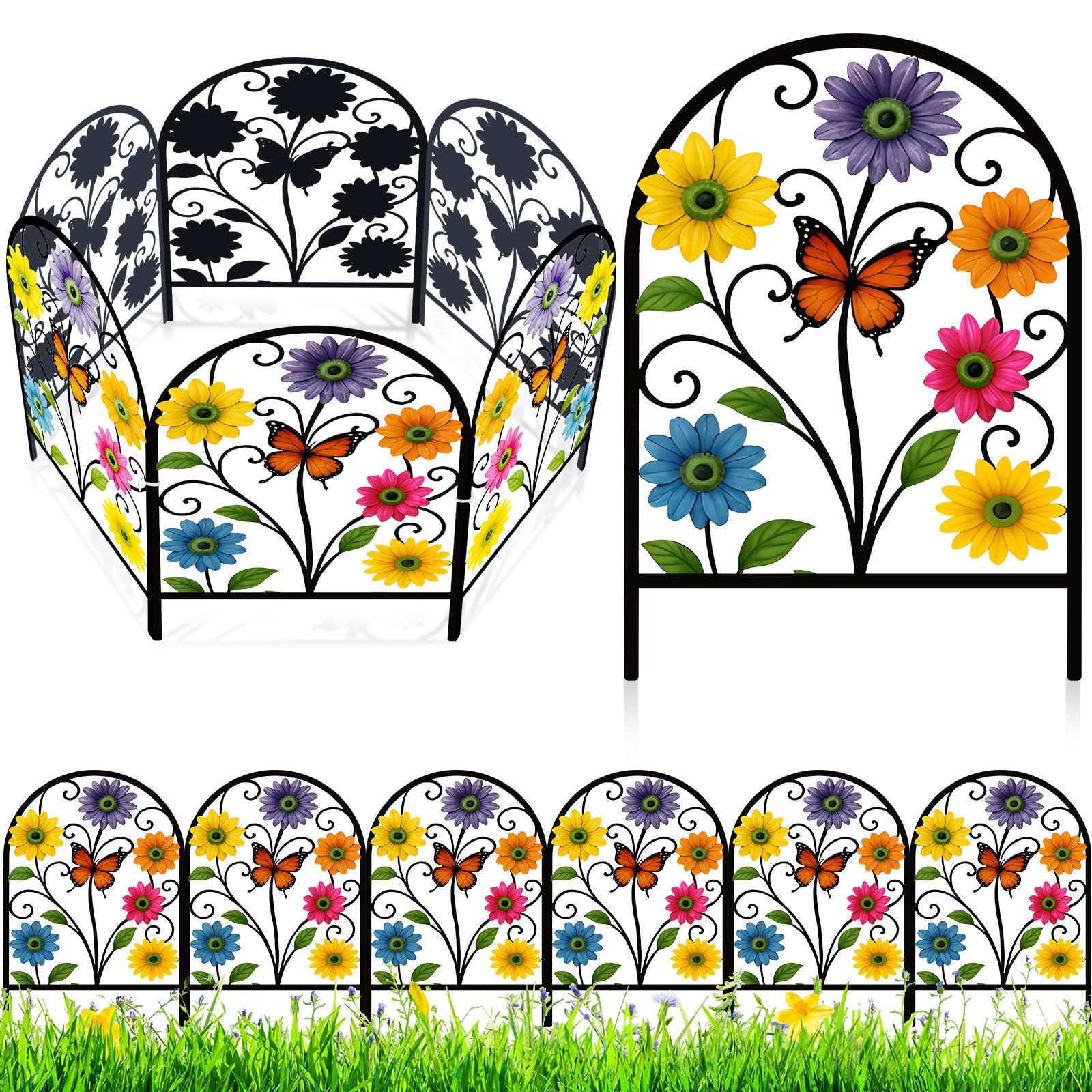 Yaocom front view of six decorative fence panels showing floral design and benefit curb appeal
