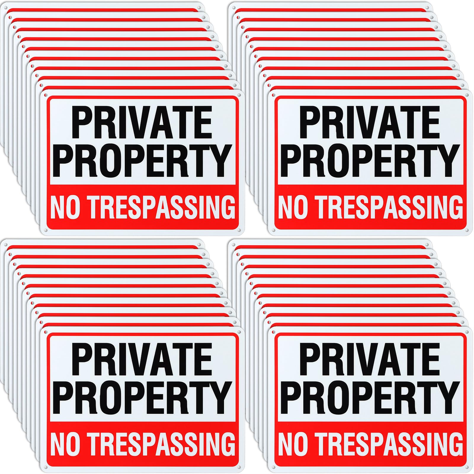 Yaocom front view of no trespassing sign showing bold red design and clarity