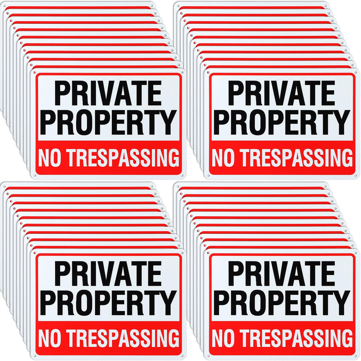 Yaocom front view of no trespassing sign showing bold red design and clarity