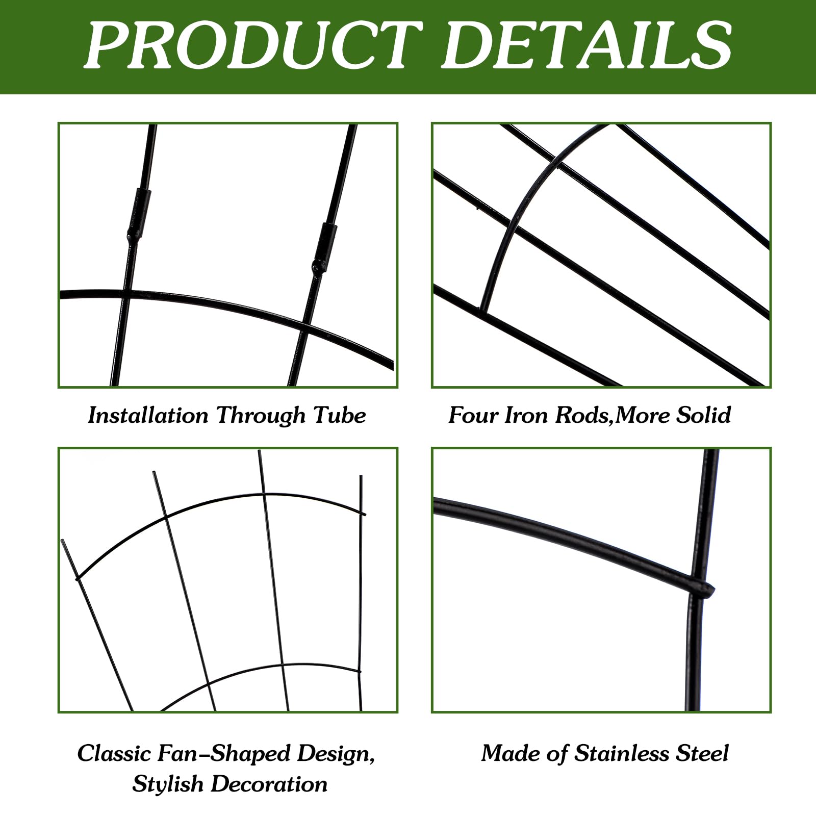 Yaocom trellises lined in garden bed creating vertical interest and tidy vine training