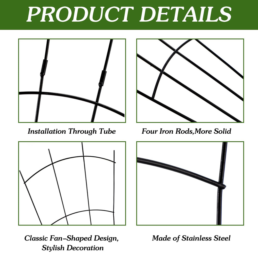 Yaocom trellises lined in garden bed creating vertical interest and tidy vine training