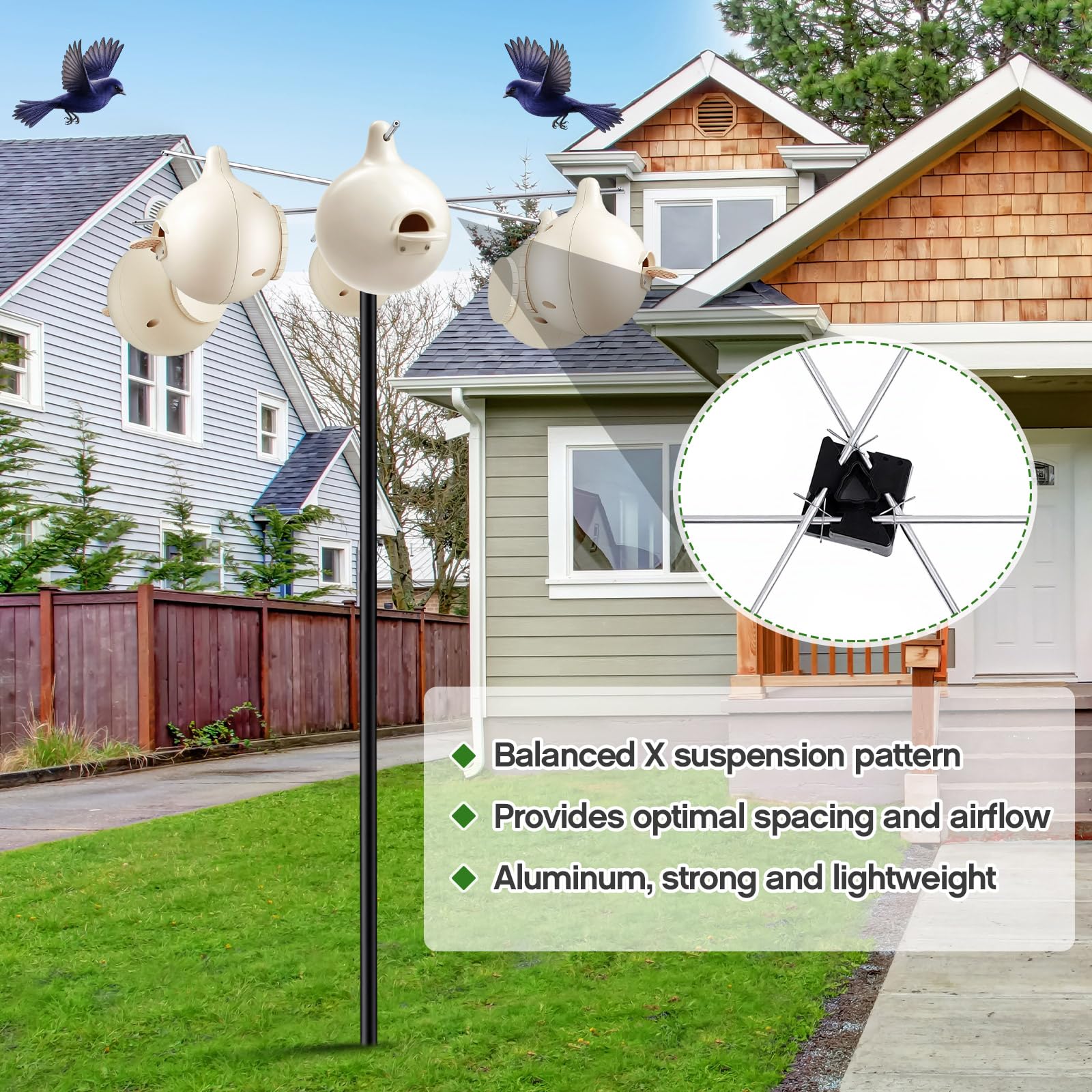 yaocom lifestyle backyard installation, attracts martins and enhances garden