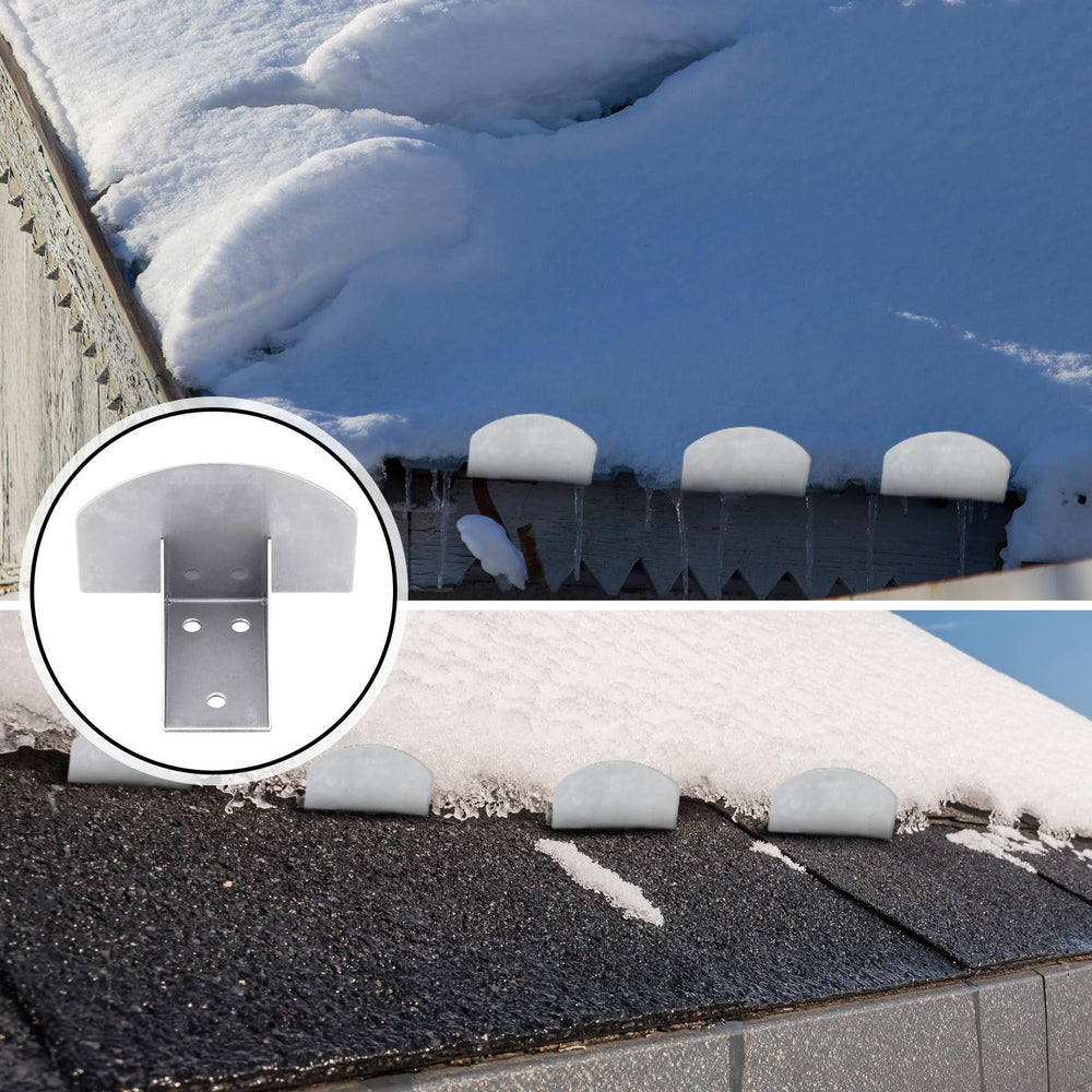 Winter lifestyle shot of Yaocom snow guards protecting a home roof and preventing sliding snow
