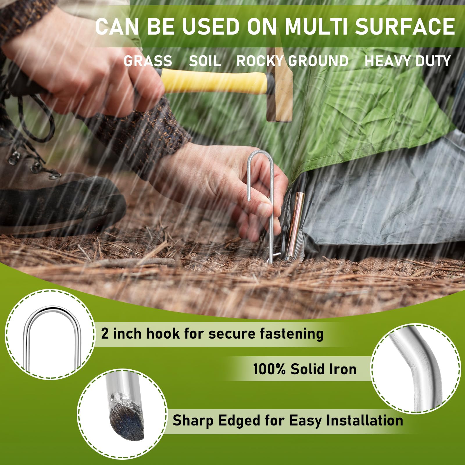Yaocom stake beside hand for scale showing compact, easy-to-handle size