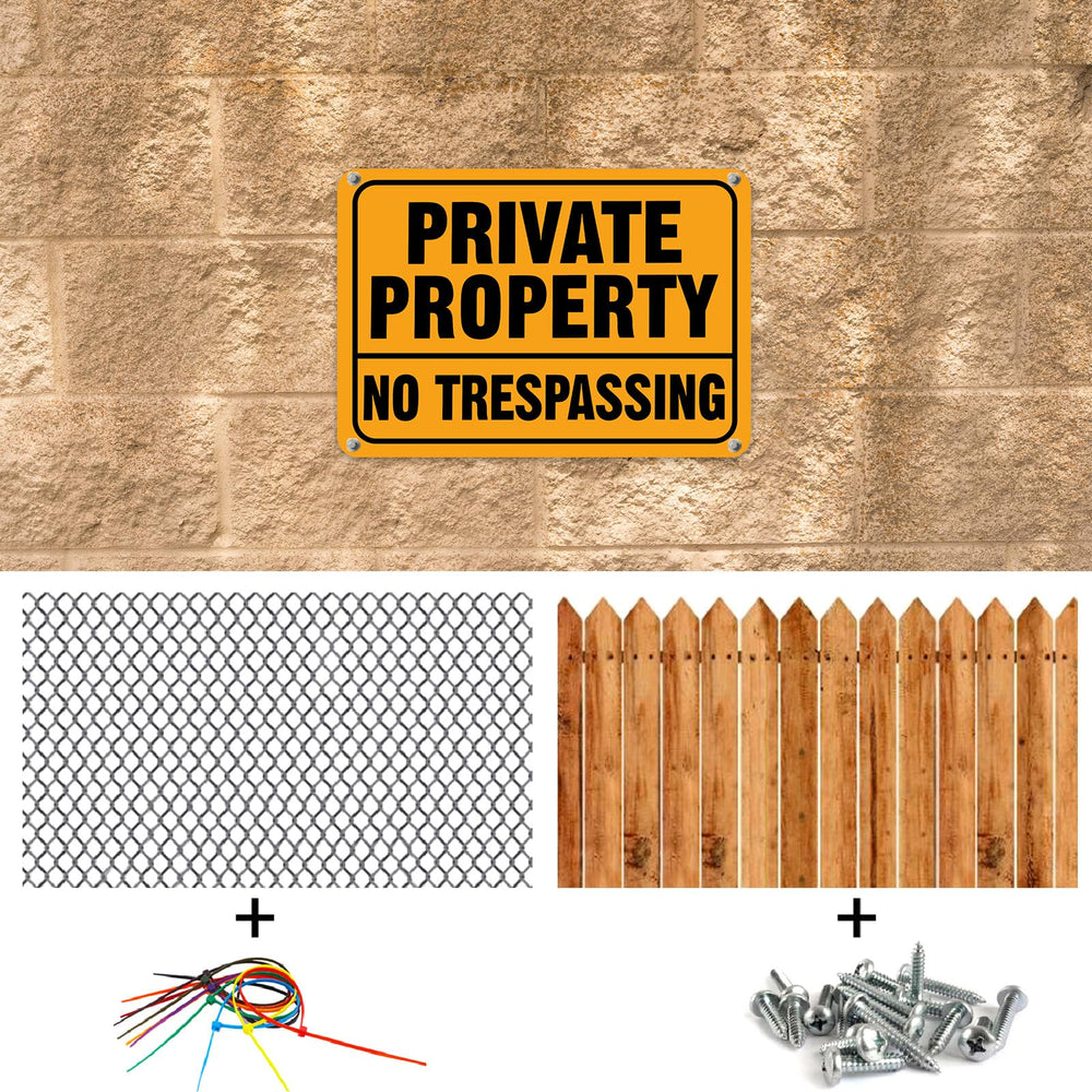 Yaocom sign on gate in yard setting showing property protection and clear warning
