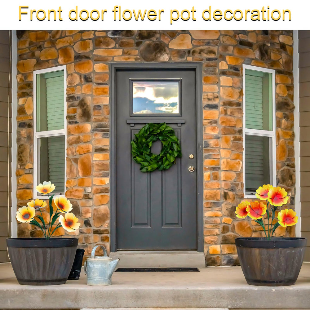 Yaocom yellow and white poppy pair on porch creating welcoming contrast