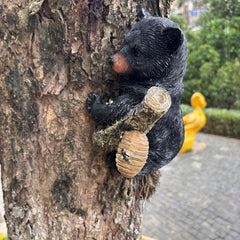 Yaoemei bear on porch rail demonstrating easy-hang decorative accent
