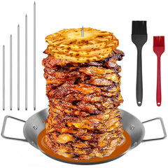 yaokvide front view of assembled vertical skewer showing stable cooking