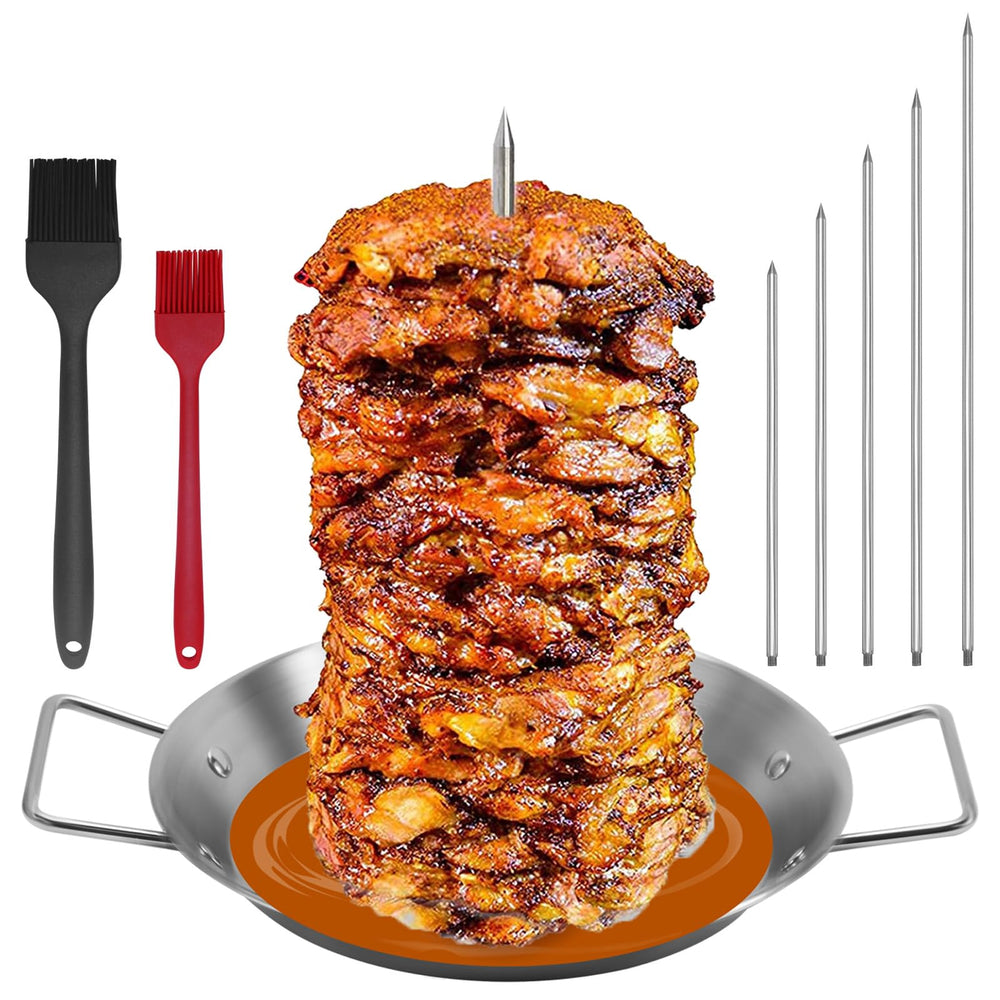 yaokvide front view assembled spit stand showing compact vertical roast benefit
