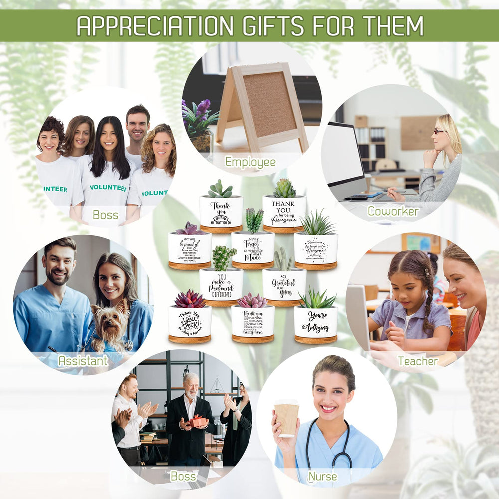 Yaomiao thank-you texts visible on pots conveying meaningful workplace appreciation