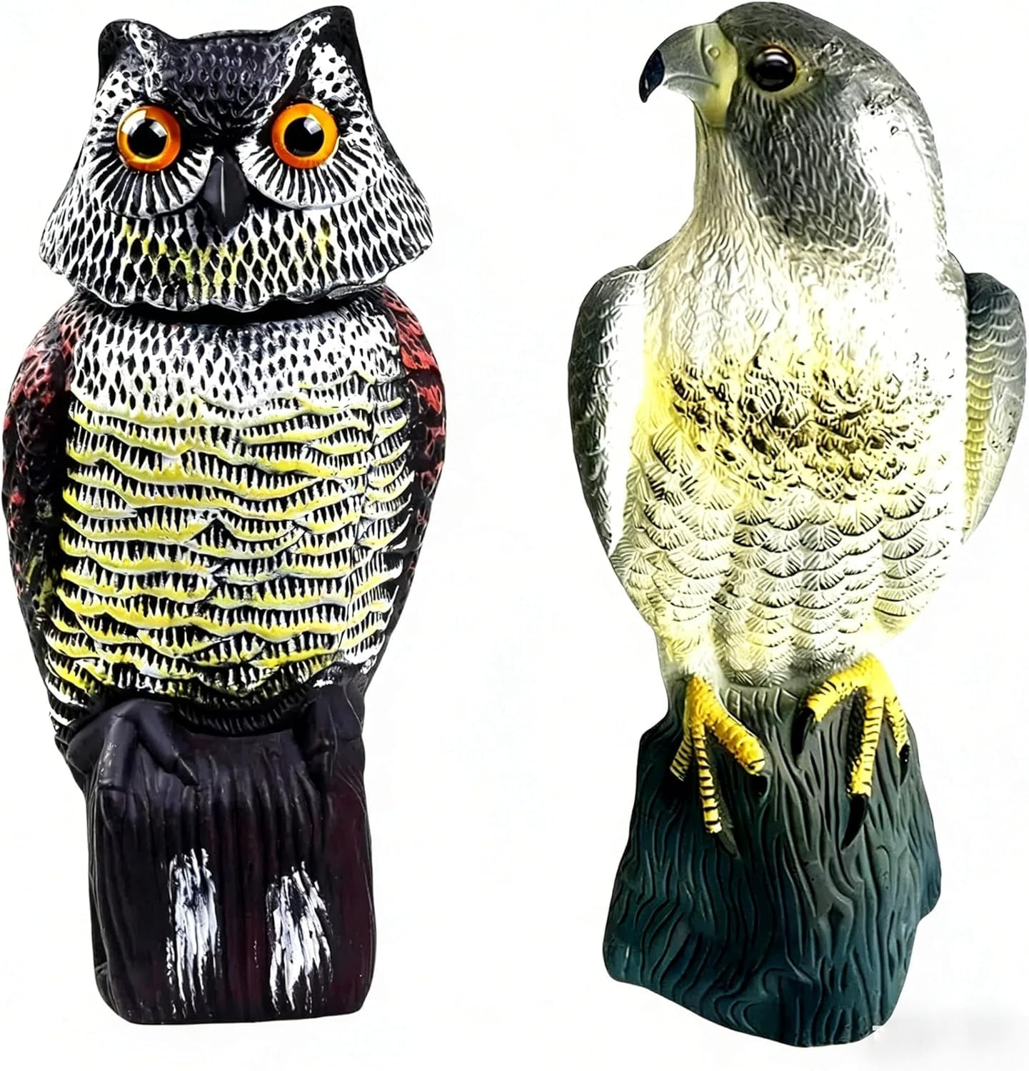 YAOSAN front view of owl and hawk decoy showing deterrent coverage