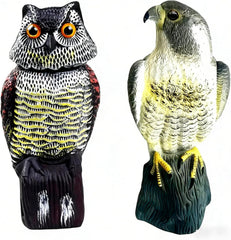 YAOSAN front view of owl and hawk decoy showing deterrent coverage