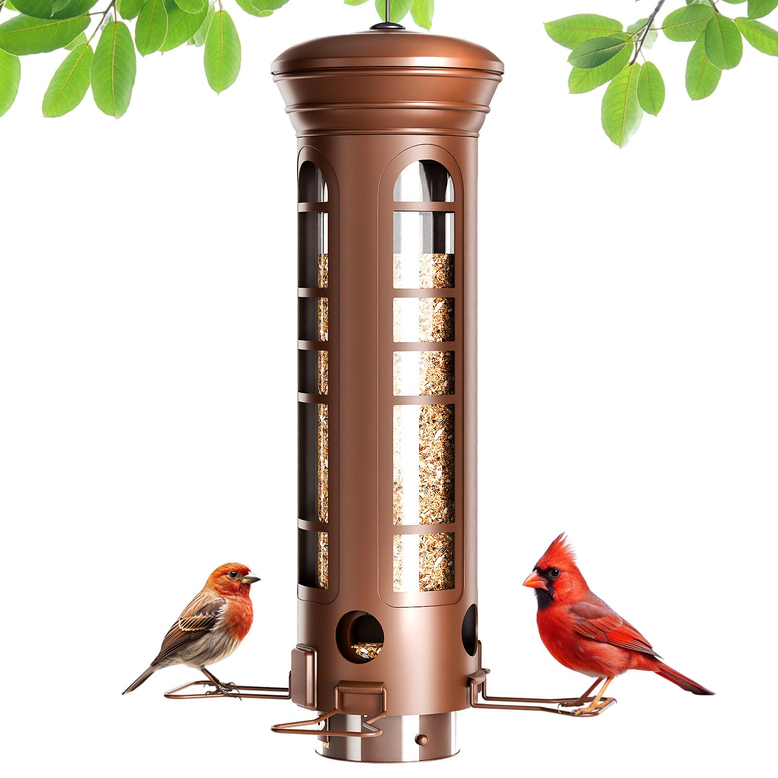 Yarbirder bronze feeder front view showing classic mailbox shape and weather resistance