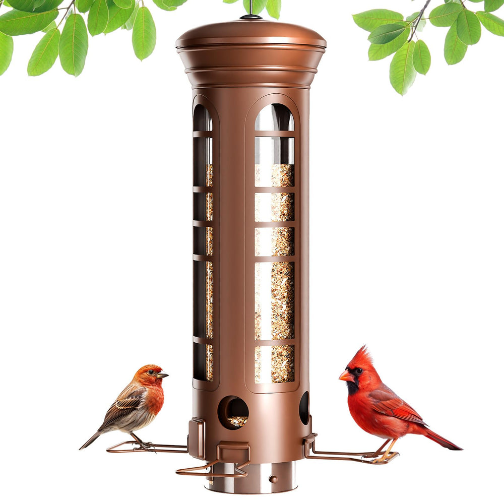 Yarbirder bronze feeder front view showing classic mailbox shape and weather resistance