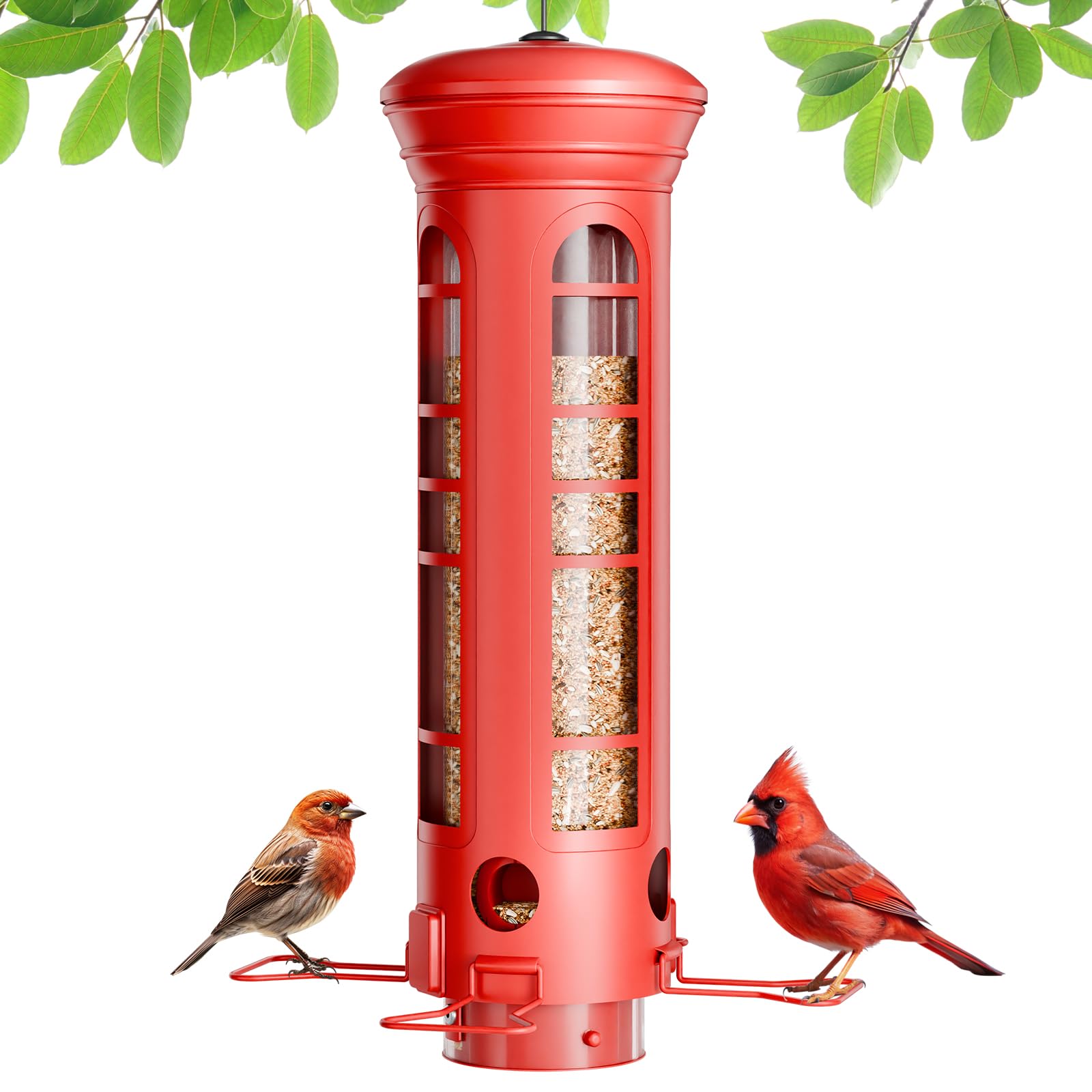 Yarbirder front view hanging feeder showing durable weatherproof design and easy mounting
