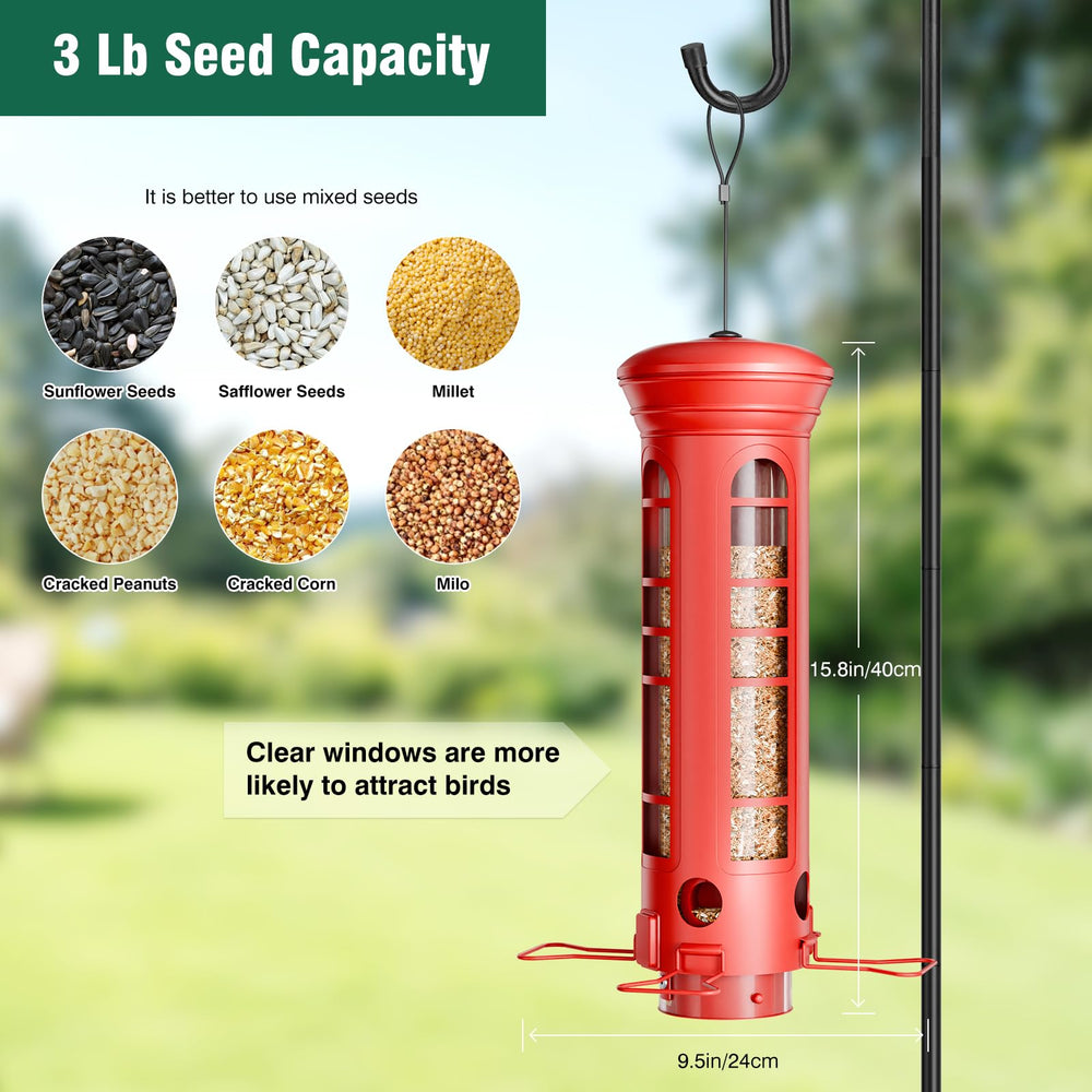 Yarbirder clear seed window revealing levels so you refill at the right time