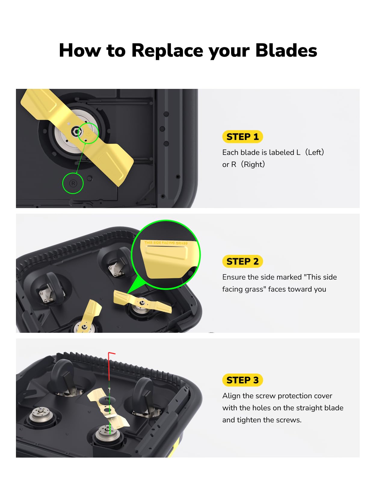 YARBO blade beside ruler showing scale for correct fit and sizing reassurance benefit