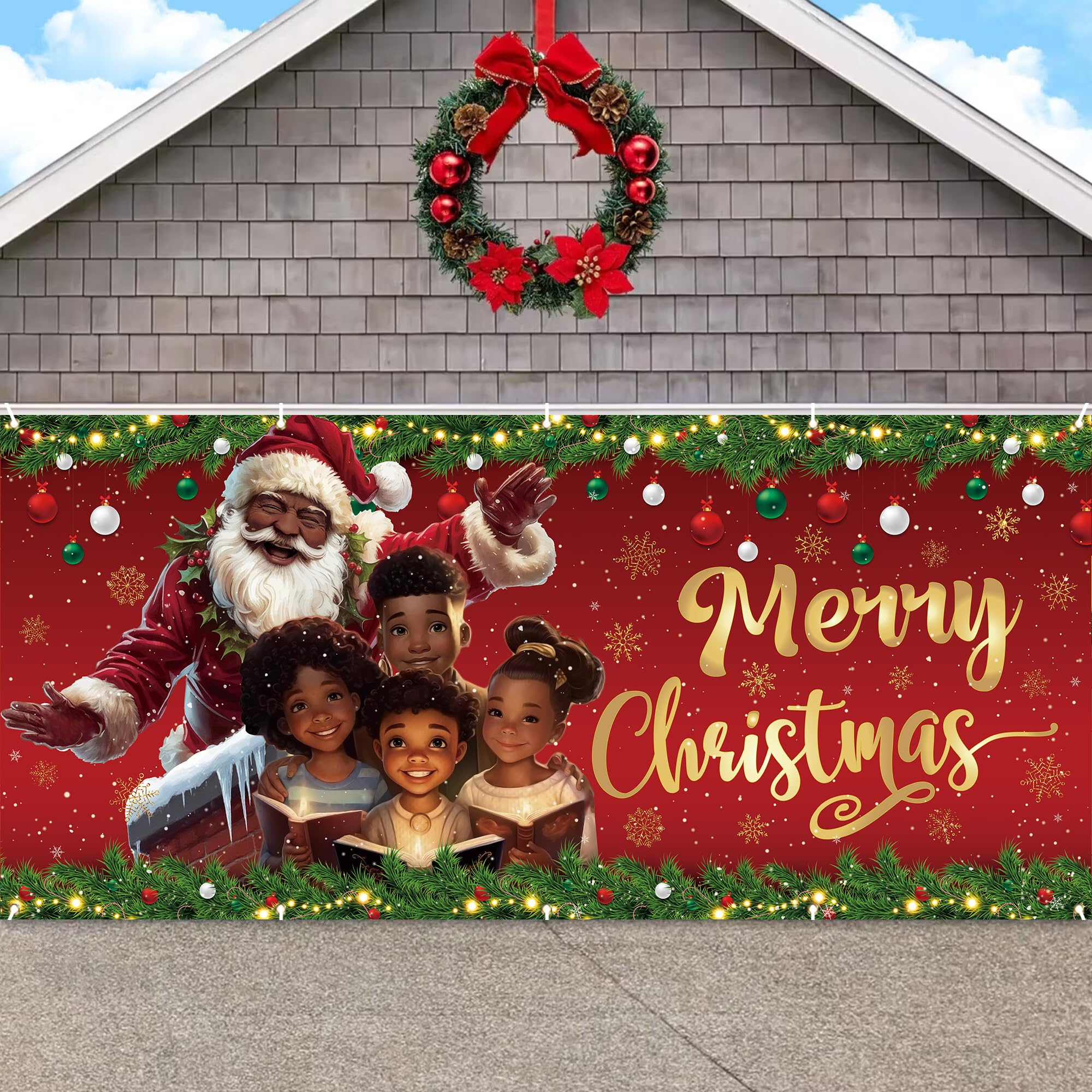 Yarcooly Black Santa front view showing bold holiday curb appeal