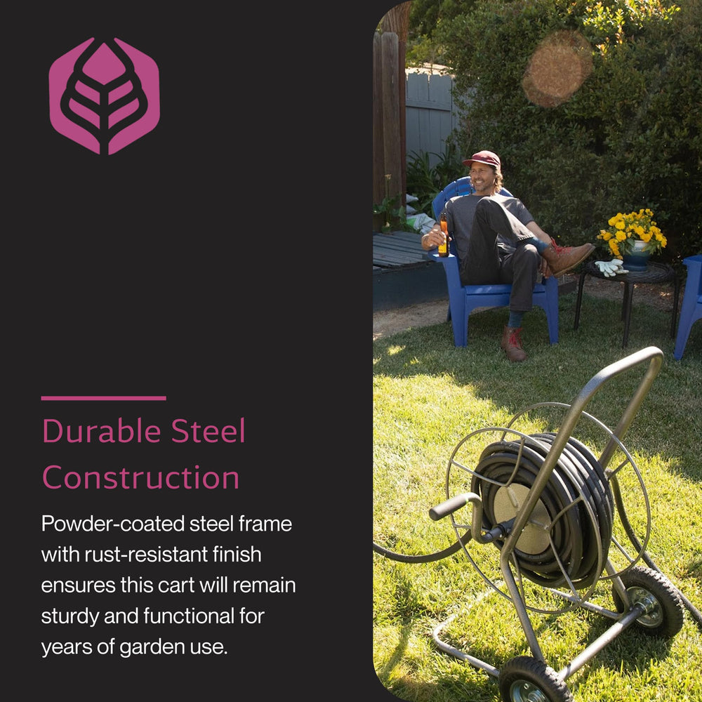 Yard Butler loaded with hose showing 200ft capacity and organized storage