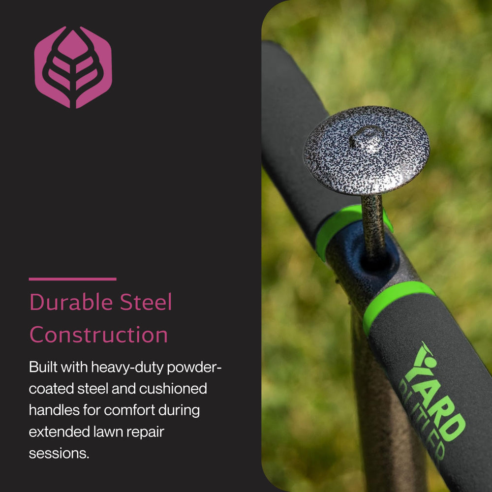Yard Butler tool in use extracting a grass plug to speed up lawn repairs