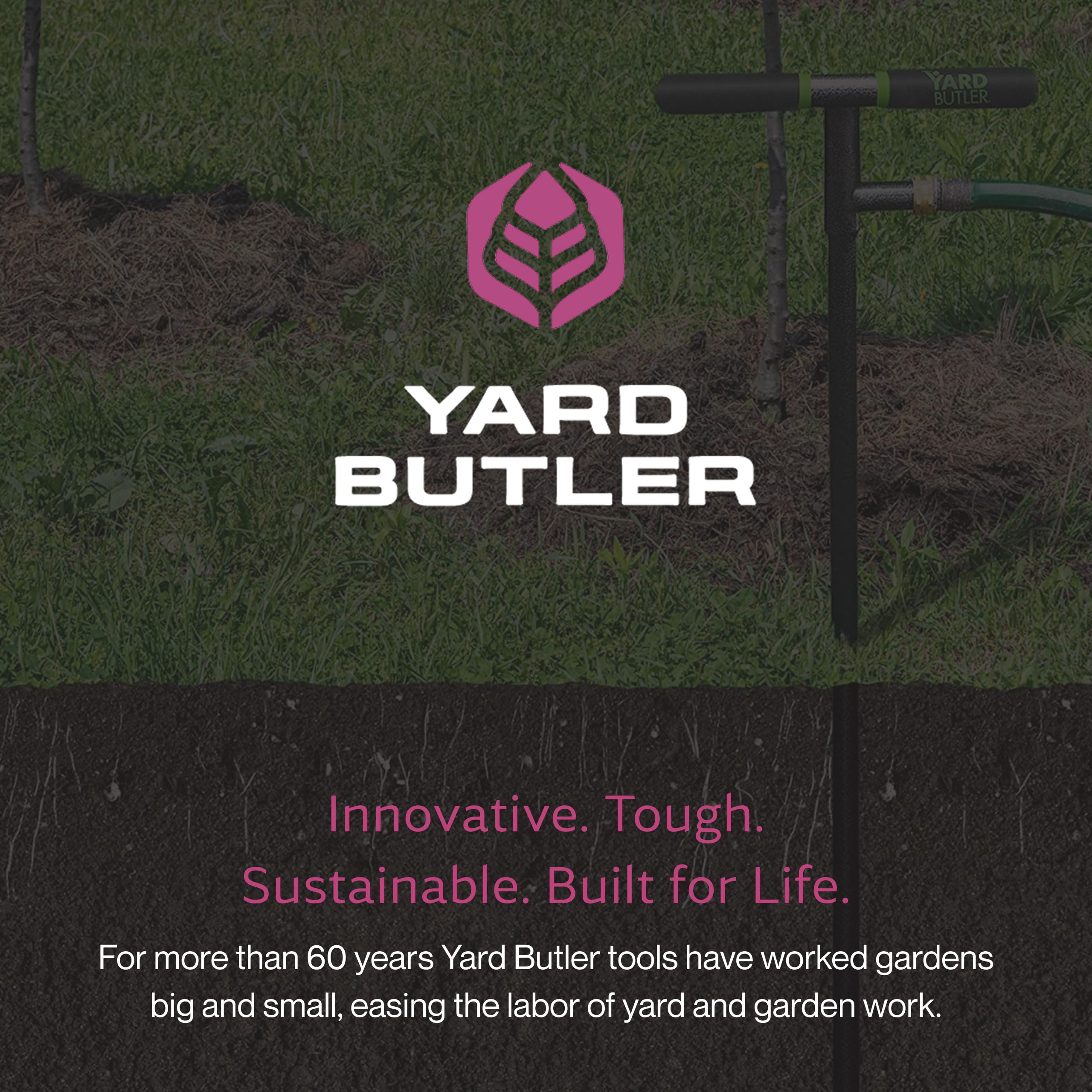 Yard Butler packaging label showcasing brand and durable construction