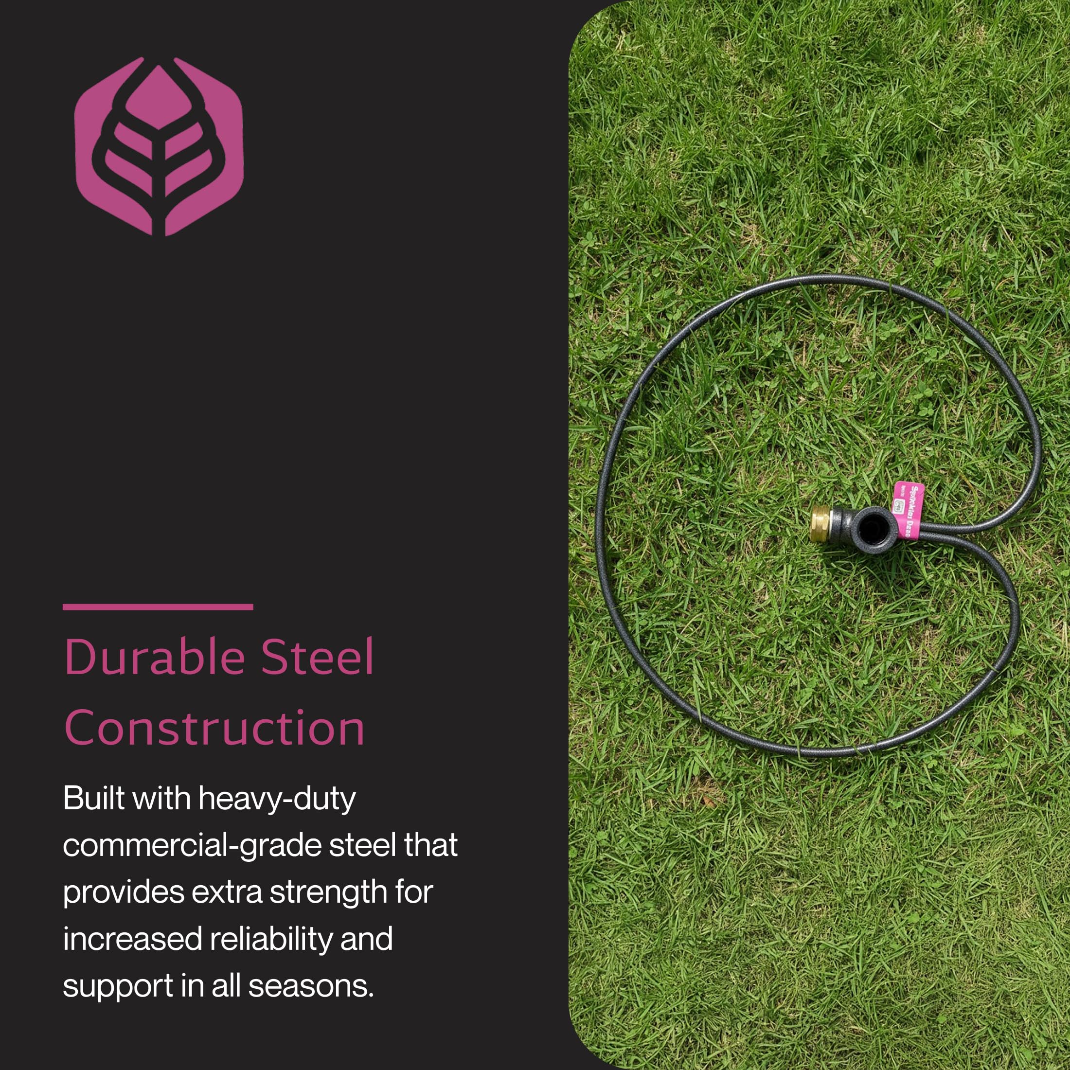 Yard Butler beside sprinkler head showing compatible 3/4" size benefit