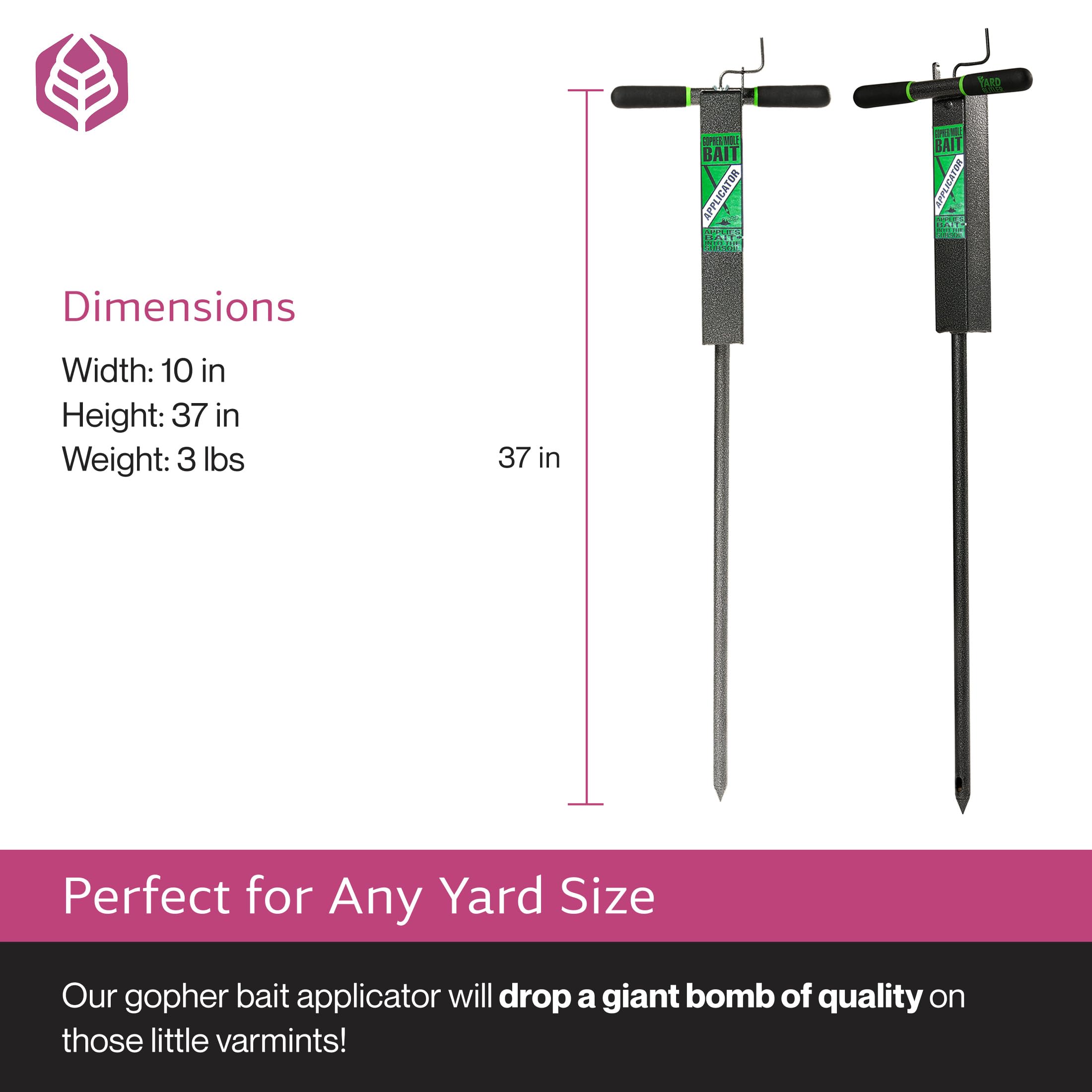 Yard Butler next to ruler for size comparison showing portable, easy-to-handle length