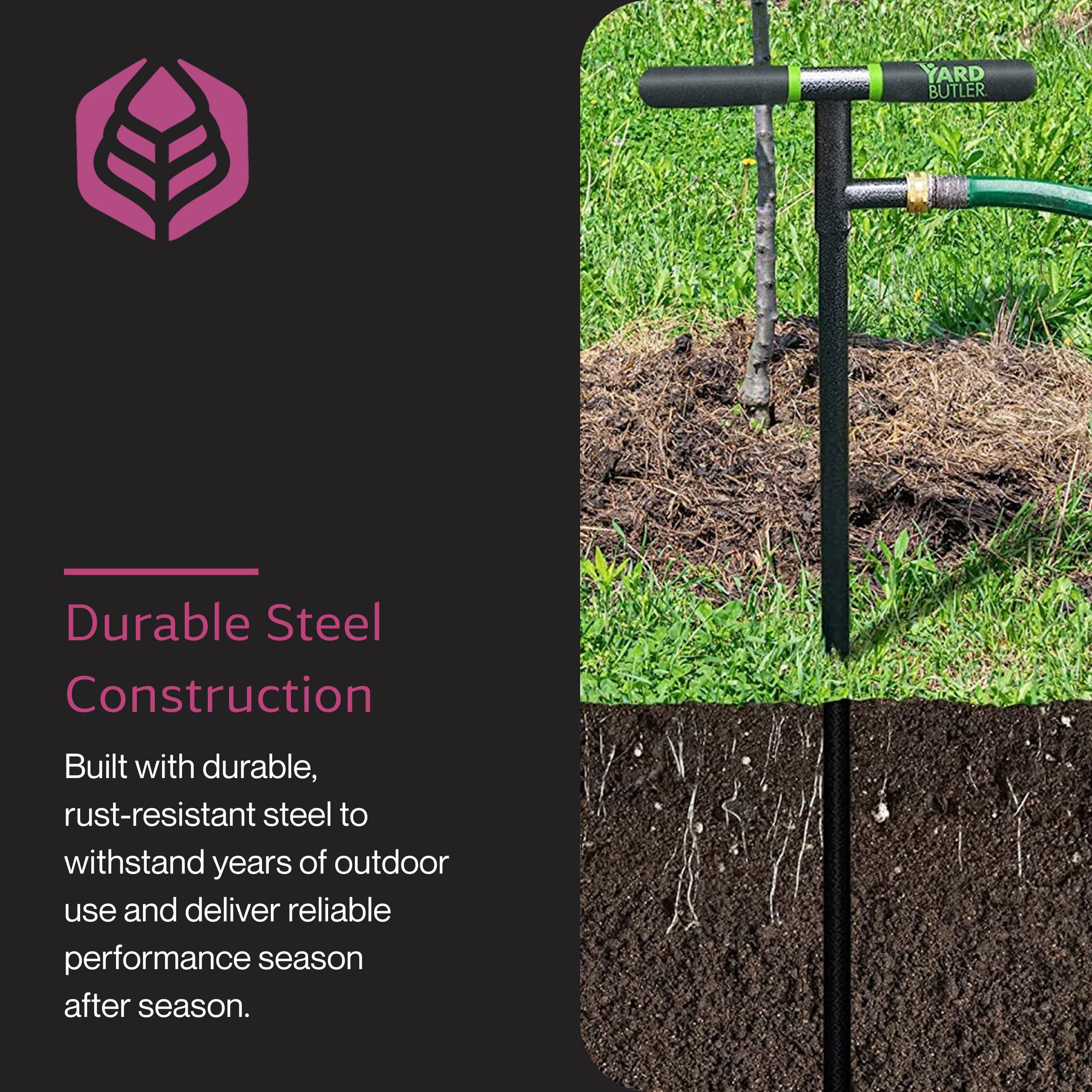 Yard Butler beside a ruler for scale to show compact tool size